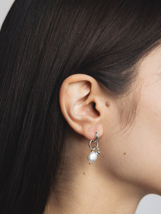 Huggie Hoop Pearl Earrings