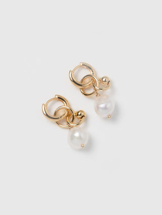 Huggie Hoop Pearl Earrings