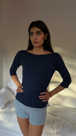 Hemp Mid-Sleeve Navy