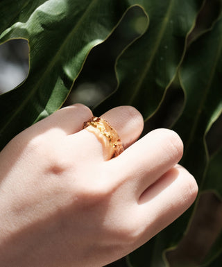 Wave Glass Ring in Yellow