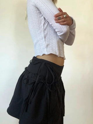 Wells Wrap Mini Skirt Black