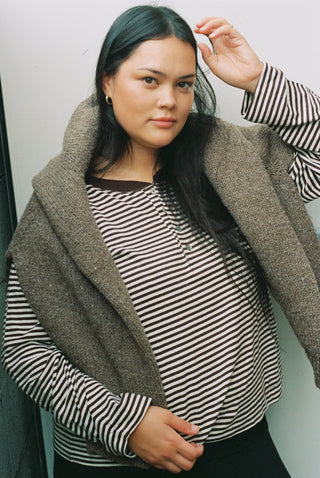 Hemp Bay Henley Choco Stripes