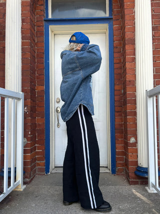 Tate Track Pants Black and White