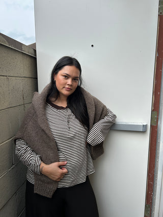 Hemp Bay Henley Choco Stripes