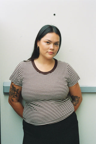 Hemp Mini Tee Choco Stripes