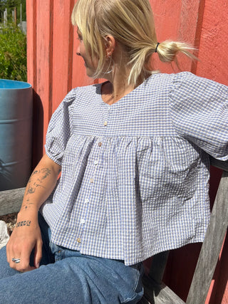 Babydoll Blouse Blue Check