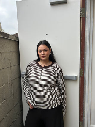 Hemp Bay Henley Choco Stripes