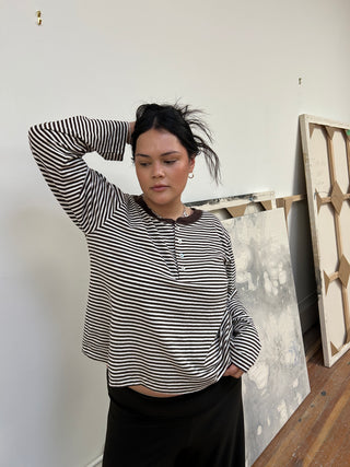 Hemp Bay Henley Choco Stripes