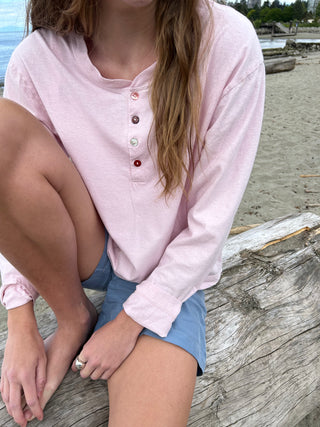 Hemp Bay Henley Pink Cream