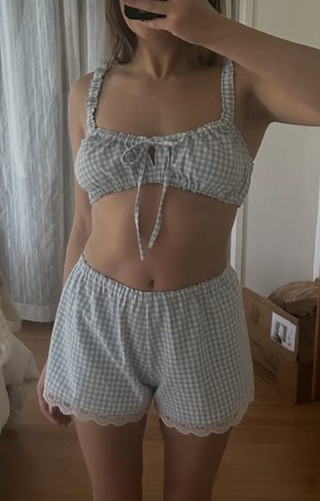 Cattails Bralette Baby Blue Gingham