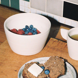 White Ceramic Bowl. Berries.